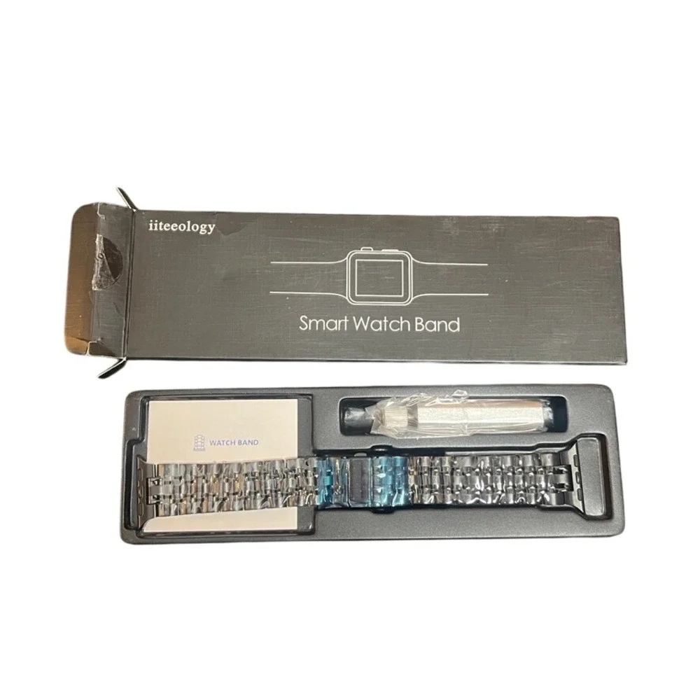 Iiteeology 7 Rows Black Stainless Steel Watch Band 38 40 41mm Apple Watch Link